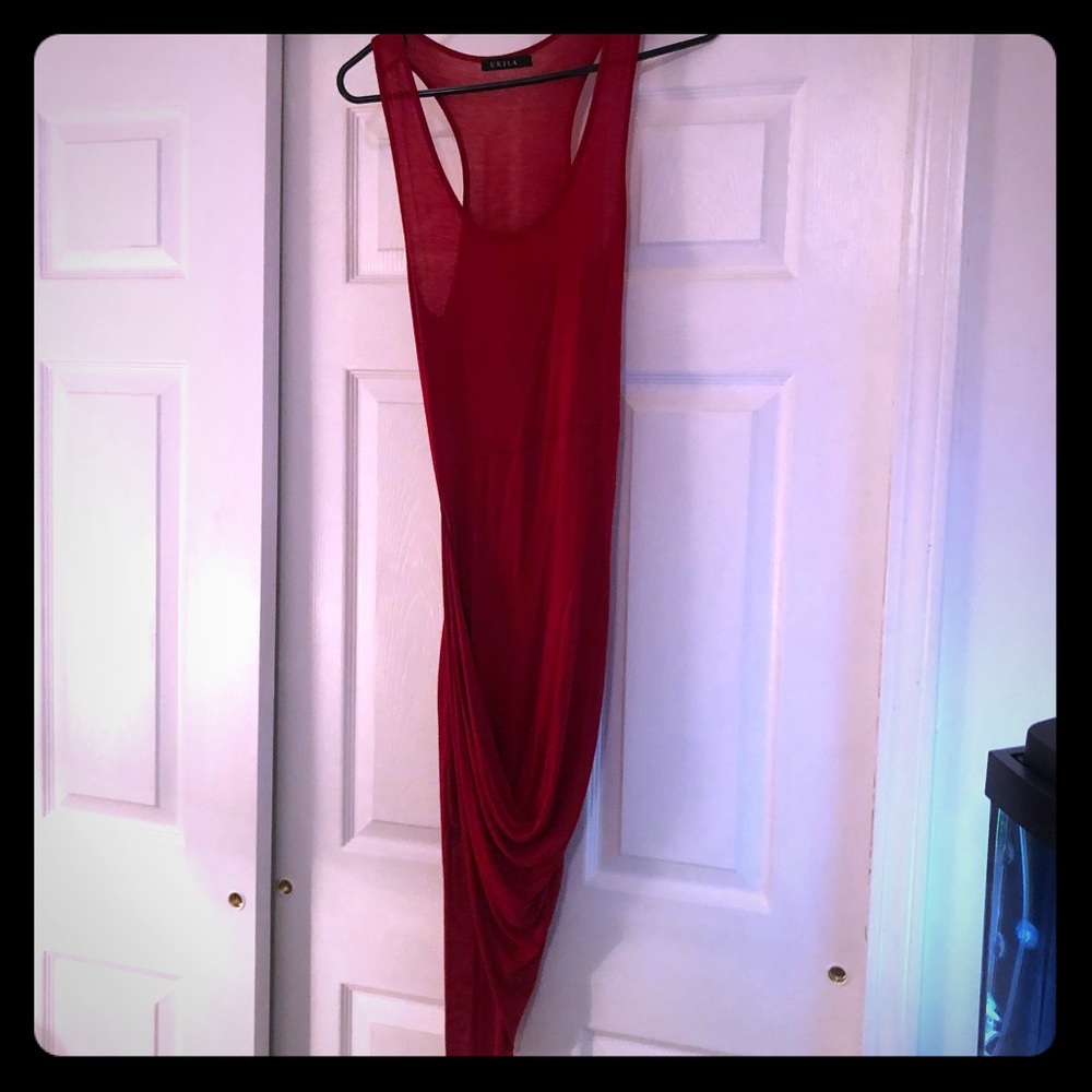 Red high low dress
